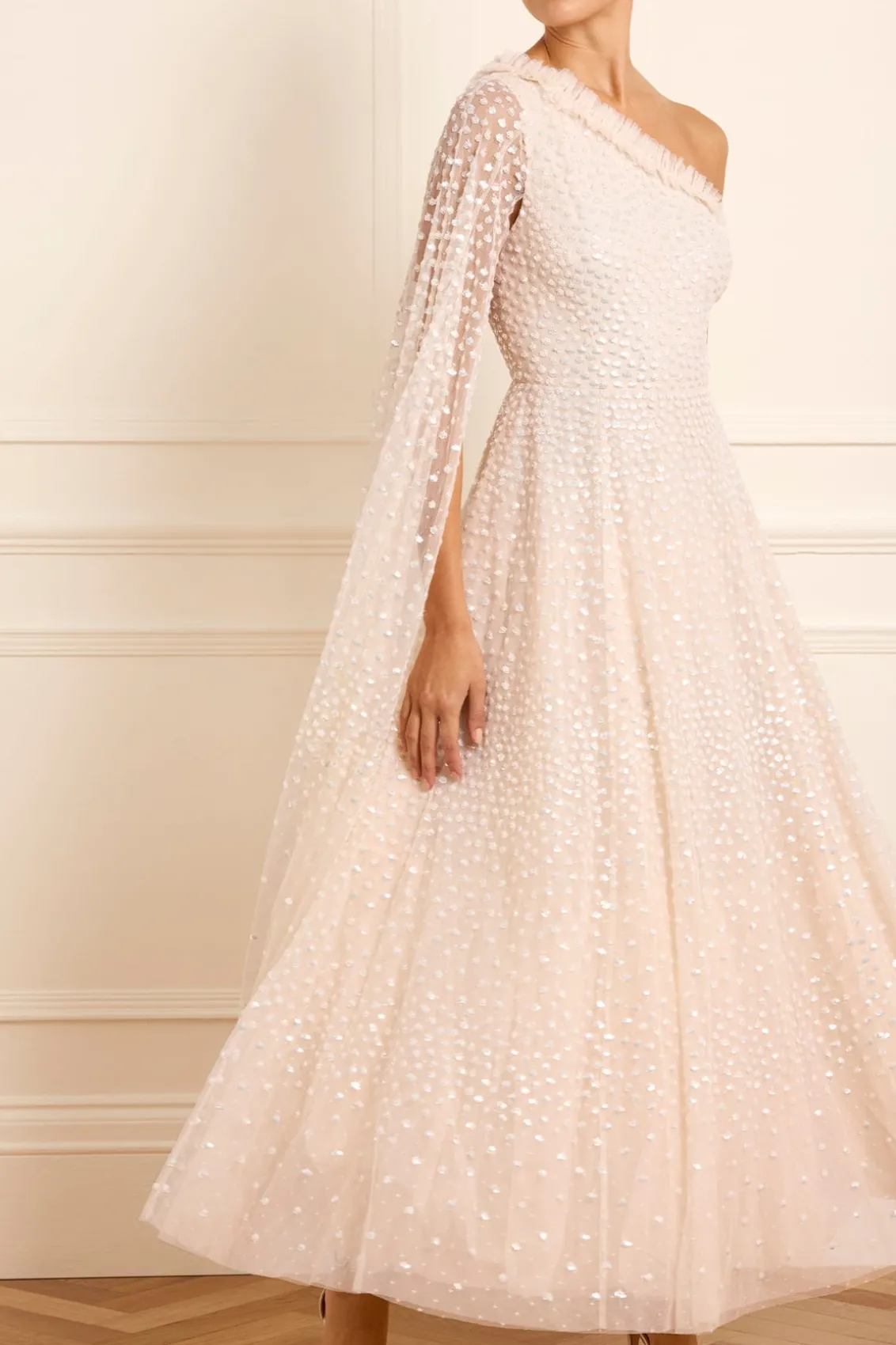 Bridal | Evening Dresses^Needle & Thread Scatter Dot One-Shoulder Ankle Gown Champagne