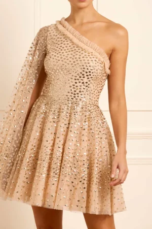 Mummy & Me | Mini Dresses^Needle & Thread Scatter Dot One-Shoulder Mini Dress Gold