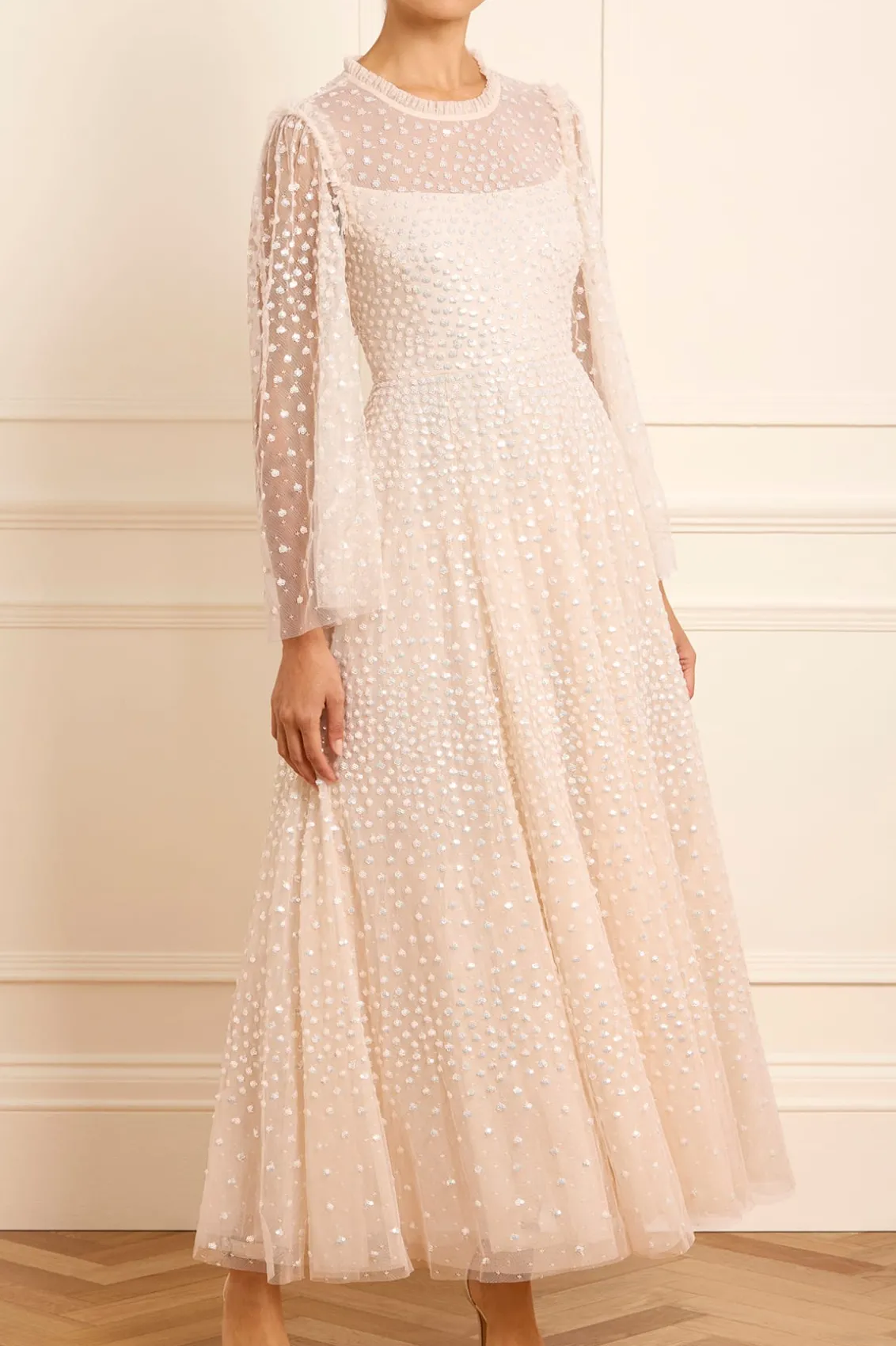 Bridal | Evening Dresses^Needle & Thread Scatter Dot Round Neck Ankle Gown Champagne