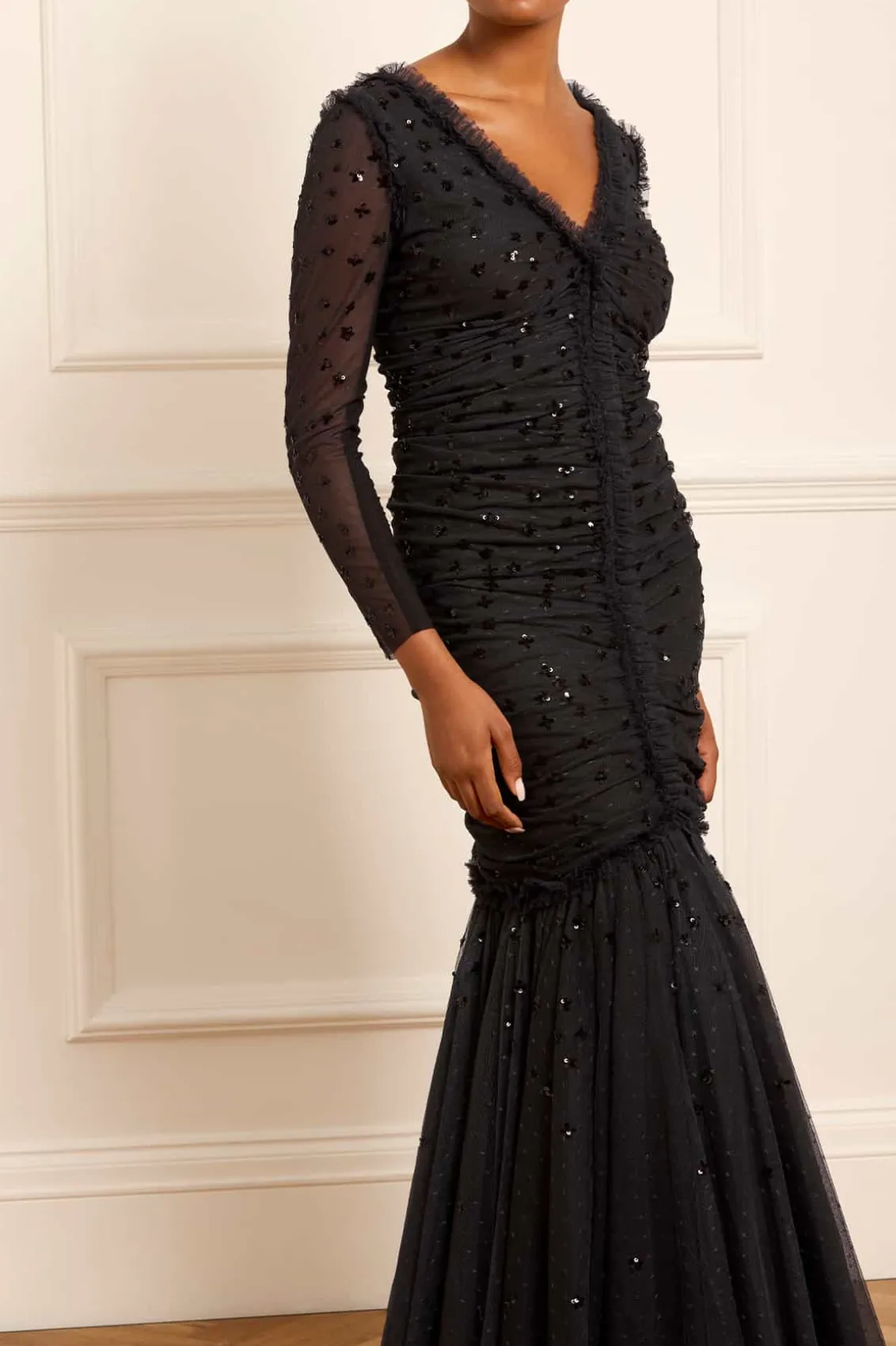 Evening Dresses | Embellished Dresses^Needle & Thread Scatter Sequin Long Sleeve Ankle Gown Black