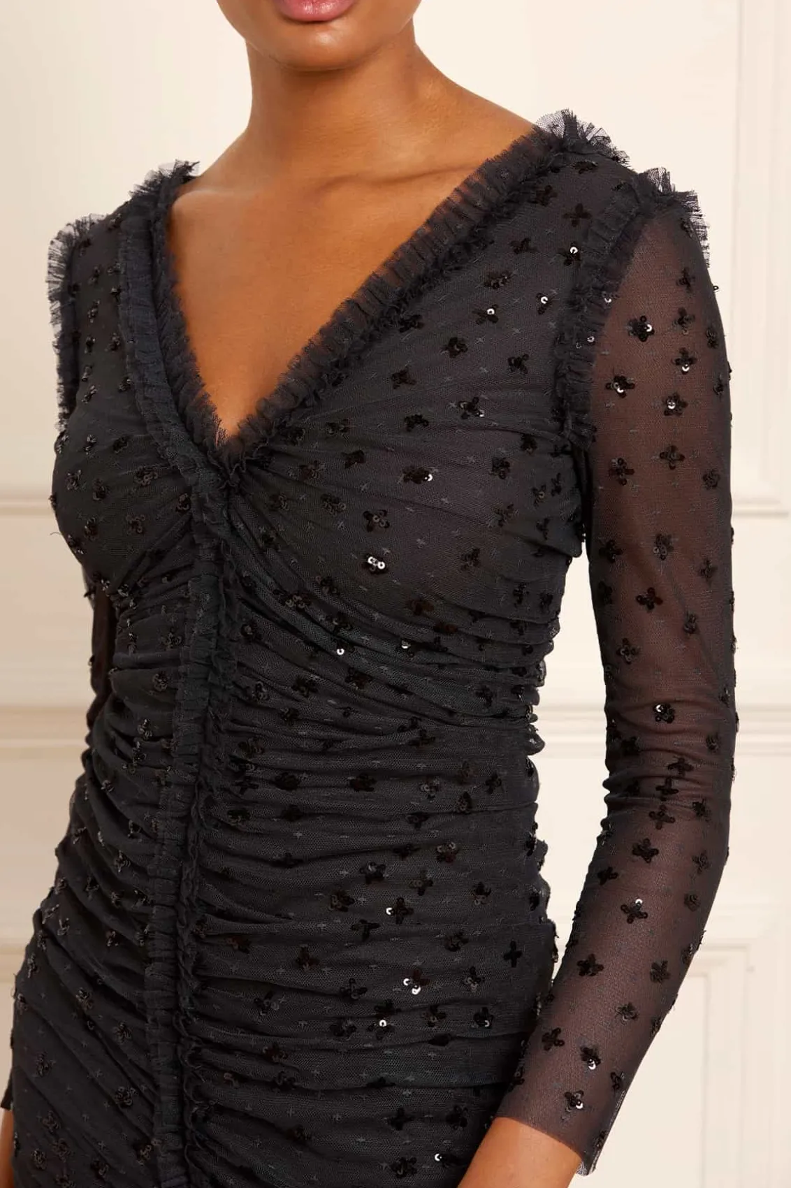 Evening Dresses | Embellished Dresses^Needle & Thread Scatter Sequin Long Sleeve Ankle Gown Black