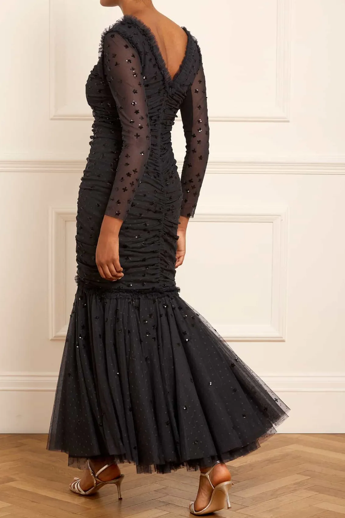 Evening Dresses | Embellished Dresses^Needle & Thread Scatter Sequin Long Sleeve Ankle Gown Black