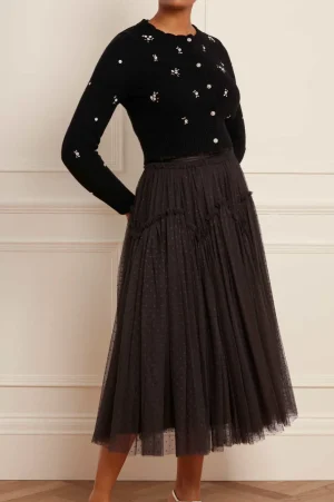 Knitwear^Needle & Thread Scattered Floral Embellished Short Cardigan Black