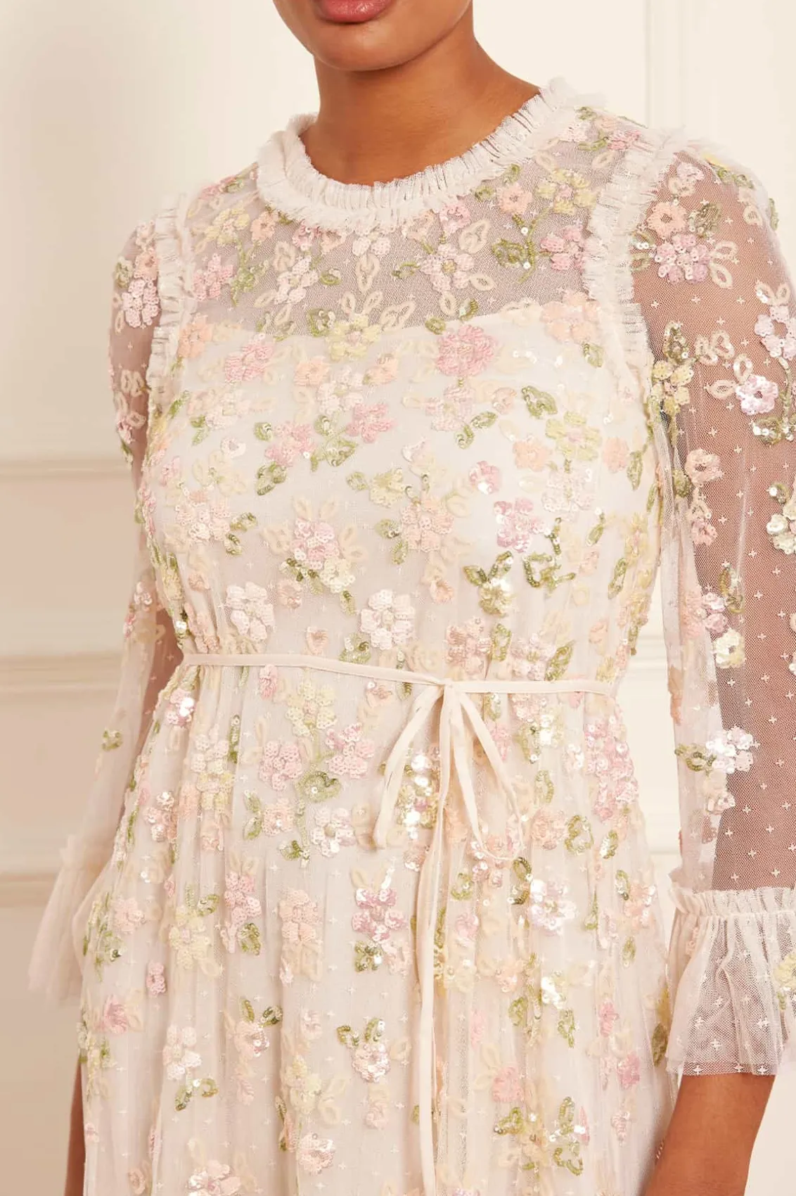 Evening Dresses | Embellished Dresses^Needle & Thread Sequin Bloom Gloss Ballerina Dress Champagne