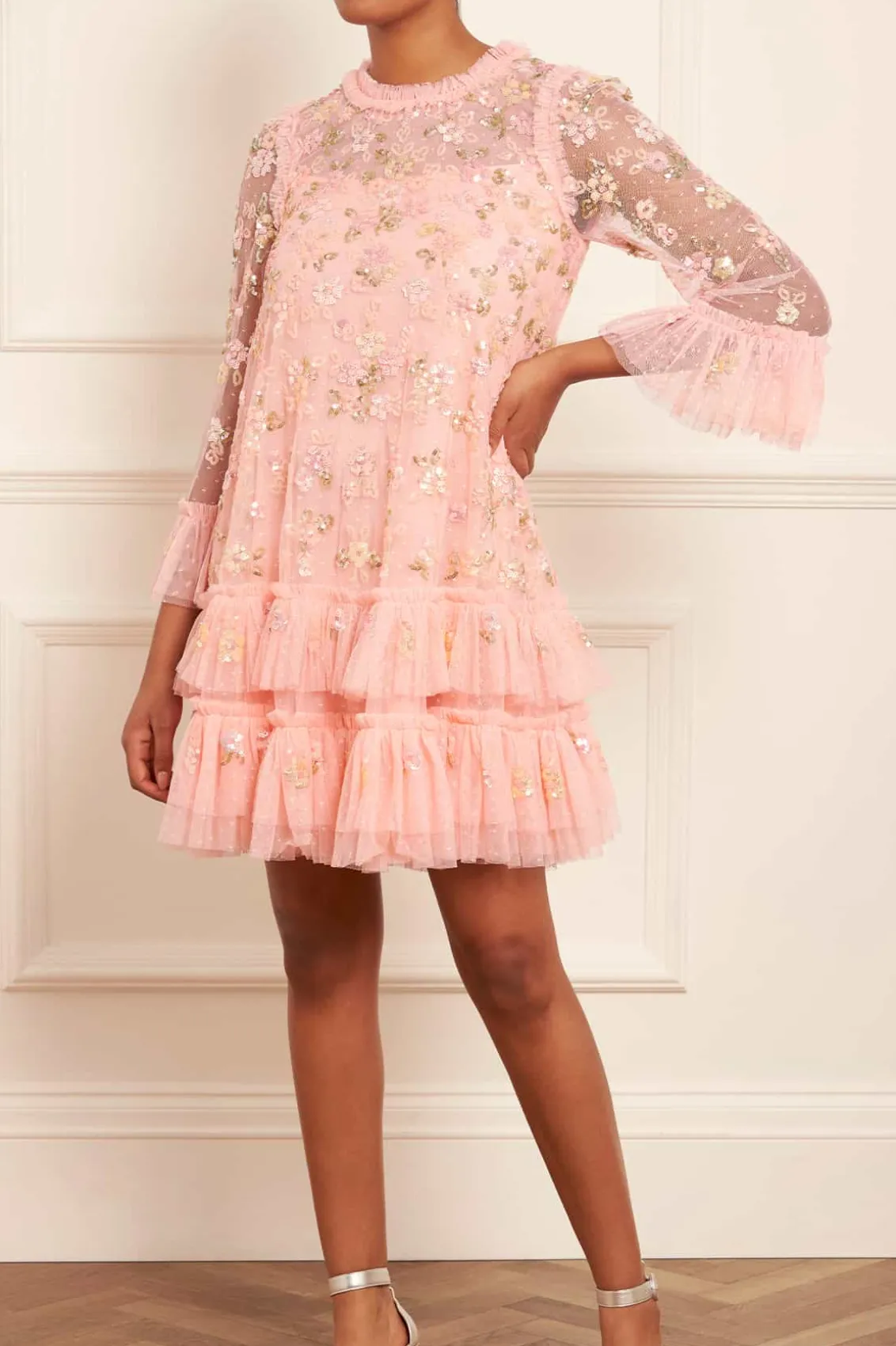 Mini Dresses^Needle & Thread Sequin Bloom Gloss Mini Dress Coral