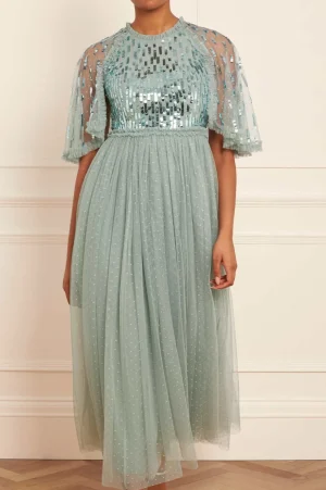 Evening Dresses | Embellished Dresses^Needle & Thread Sequin Dash Bodice Ankle Gown Green