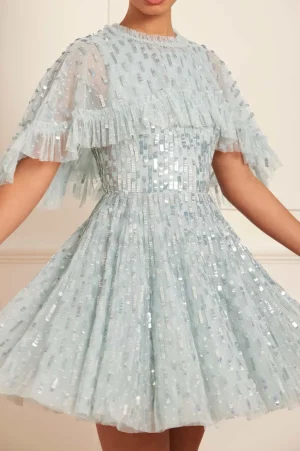 Mummy & Me | Mini Dresses^Needle & Thread Sequin Dash Cape Micro Mini Dress Blue