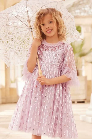 Mummy & Me | Kids Embellished Dresses^Needle & Thread Sequin Dash Kids Dress Pink
