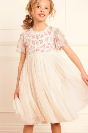 Flower Girl | Flower Girl^Needle & Thread Shimmer Ditsy Bodice Kids Dress Champagne