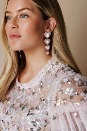 Needle & Thread X Soru^Needle & Thread Sweetheart Rose Drop Earrings Pink