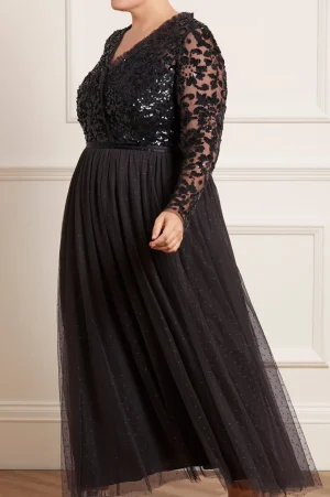 Responsibly Sourced | Embellished Dresses^Needle & Thread Tempest V-Neck Bodice Ankle Gown Black