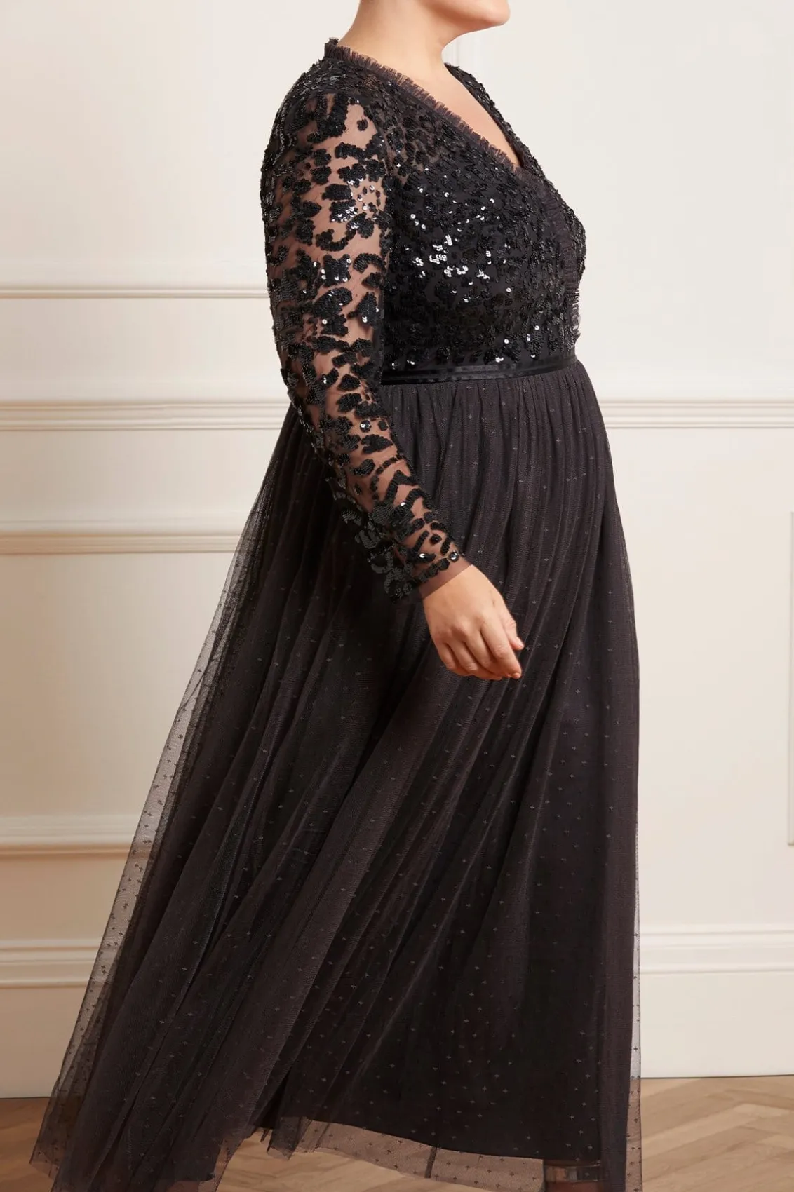 Responsibly Sourced | Embellished Dresses^Needle & Thread Tempest V-Neck Bodice Ankle Gown Black