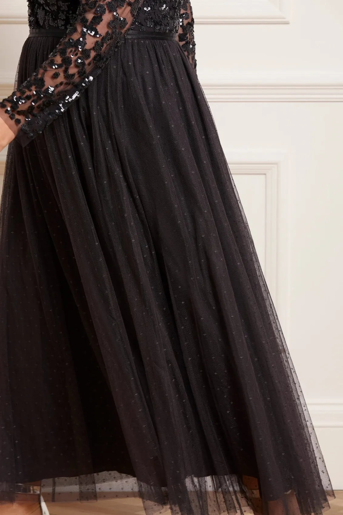 Responsibly Sourced | Embellished Dresses^Needle & Thread Tempest V-Neck Bodice Ankle Gown Black
