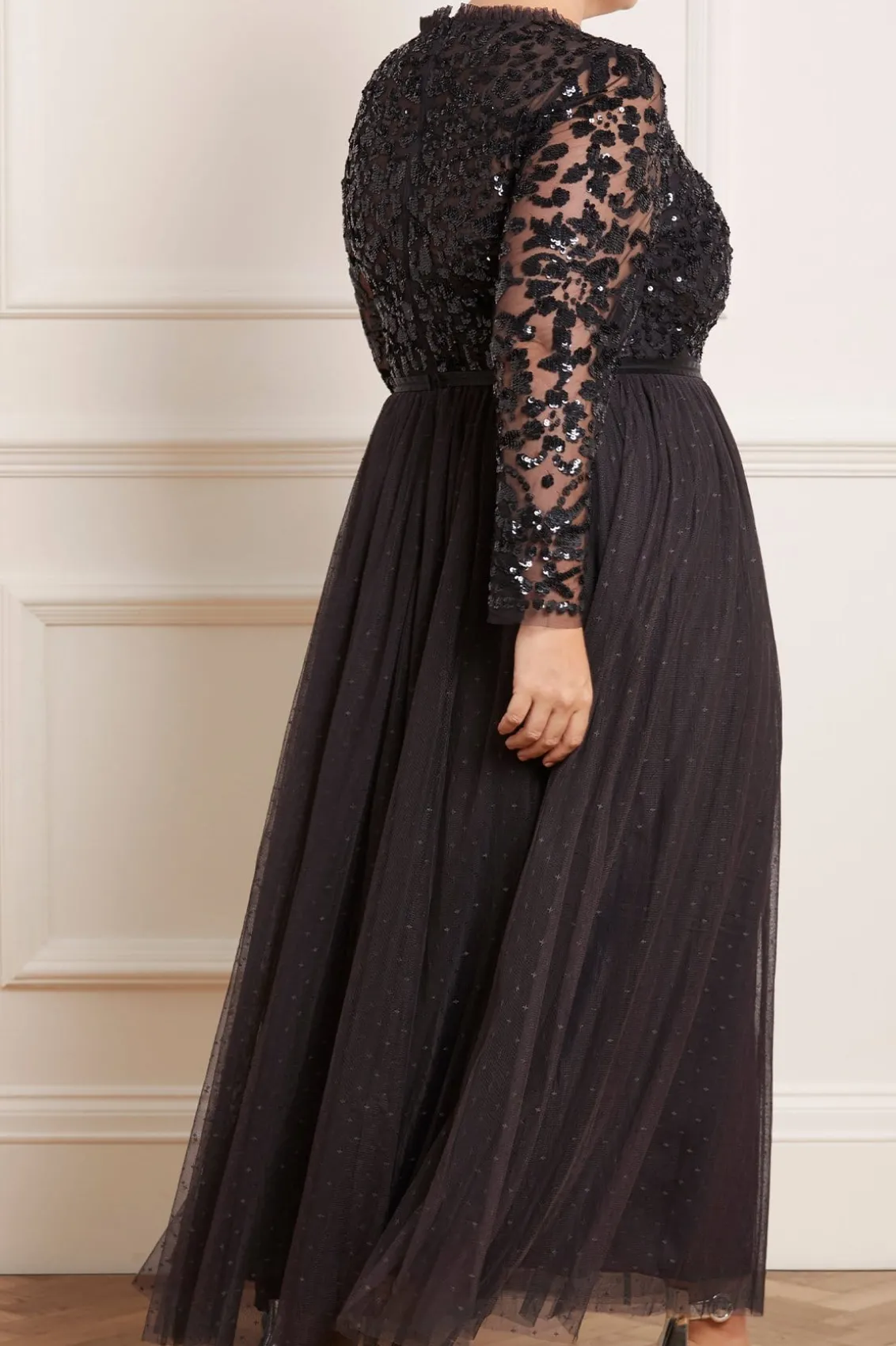Responsibly Sourced | Embellished Dresses^Needle & Thread Tempest V-Neck Bodice Ankle Gown Black