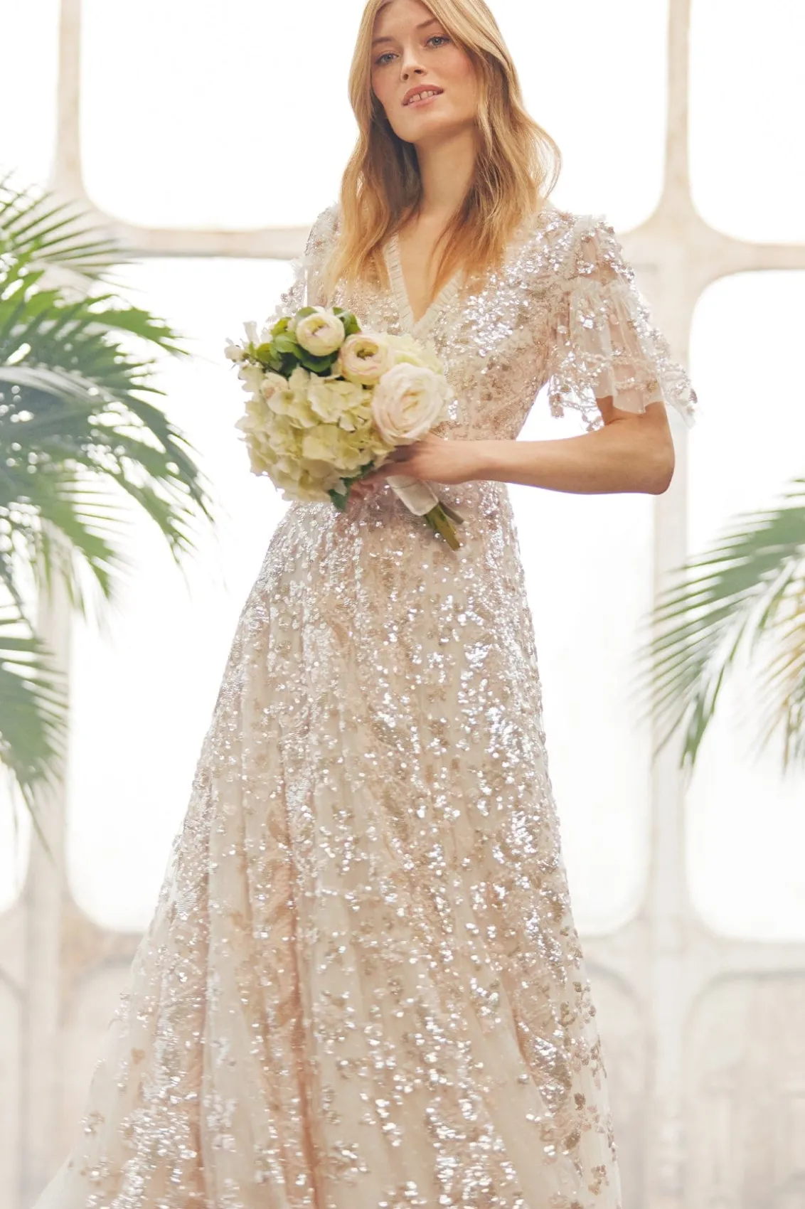 Bridal | Evening Dresses^Needle & Thread Trailing Bow Gown Champagne