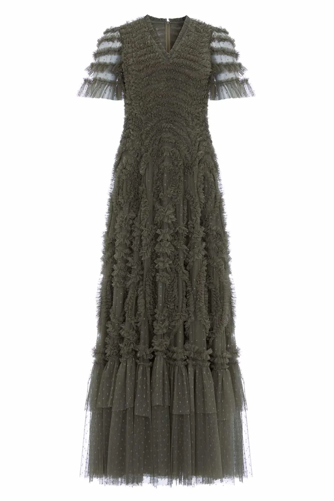 Evening Dresses | Responsibly Sourced^Needle & Thread Verity Ruffle V-Neck Gown Green