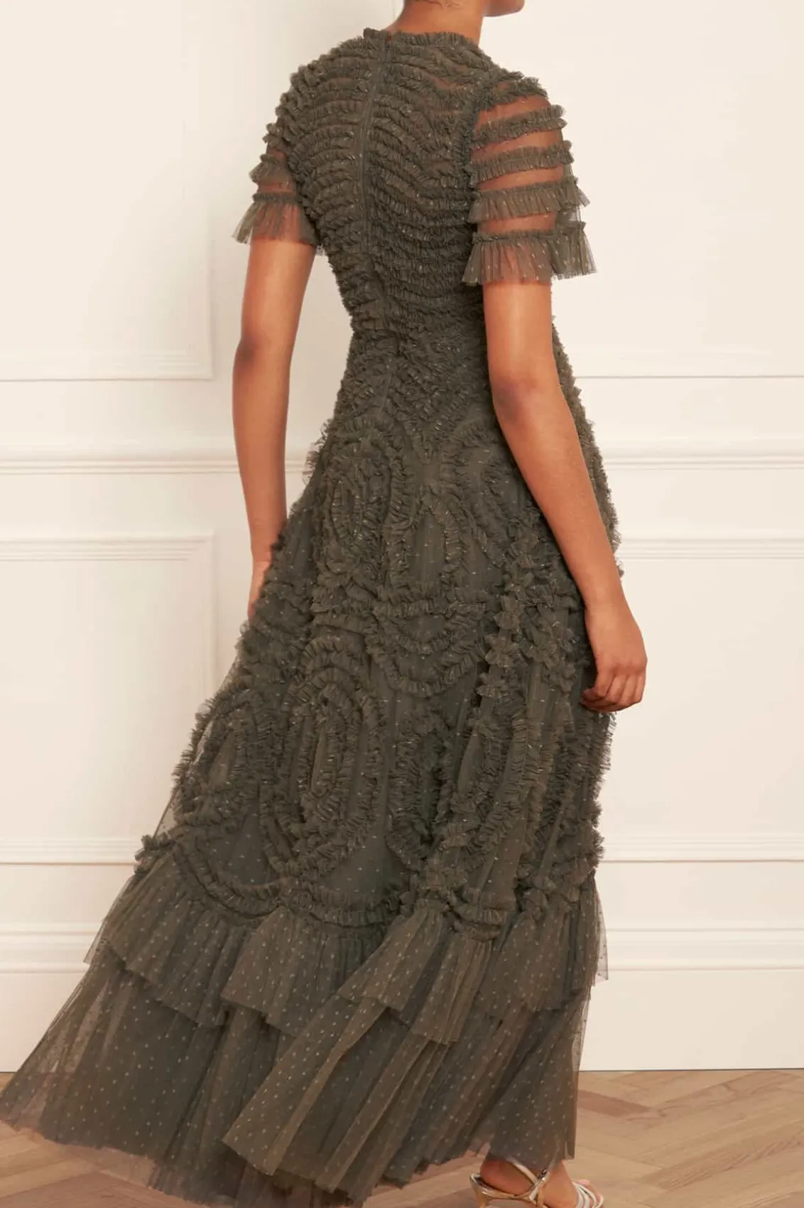 Evening Dresses | Responsibly Sourced^Needle & Thread Verity Ruffle V-Neck Gown Green