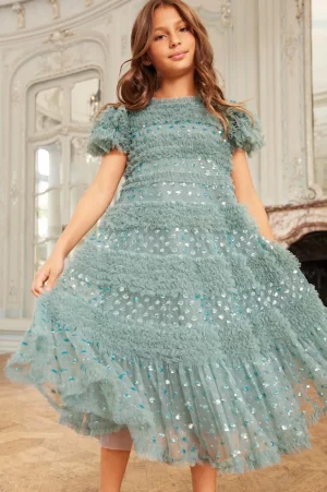 Kids Embellished Dresses | Kids Responsibly Sourced^Needle & Thread Vivian Kids Dress Green