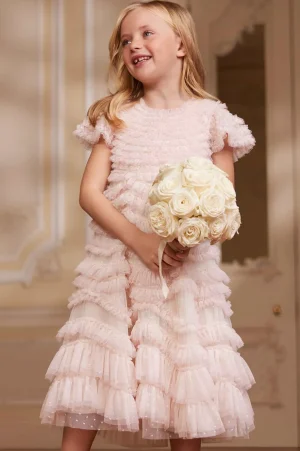Flower Girl | Flower Girl^Needle & Thread Wild Rose Ruffle Kids Dress Champagne