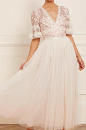 Bridesmaid | Mummy & Me^Needle & Thread Wildflower Ditsy Bodice Ankle Gown Champagne