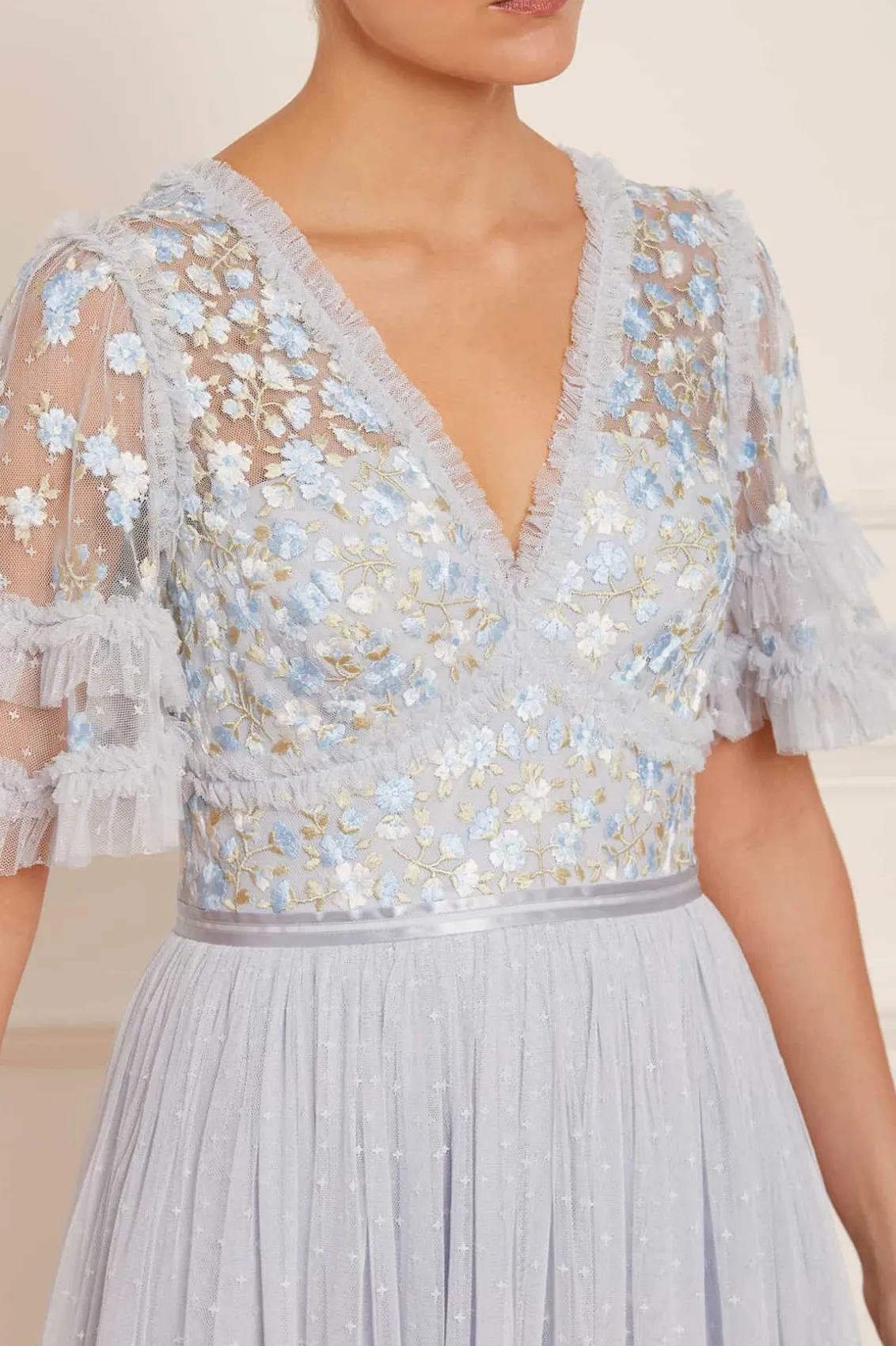 Responsibly Sourced | Embroidered Dresses^Needle & Thread Wildflower Ditsy Bodice Ankle Gown Blue