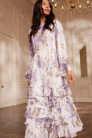 Wedding Guest | Day Dresses^Needle & Thread Wisteria Chiffon Round Neck Ankle Gown Multi