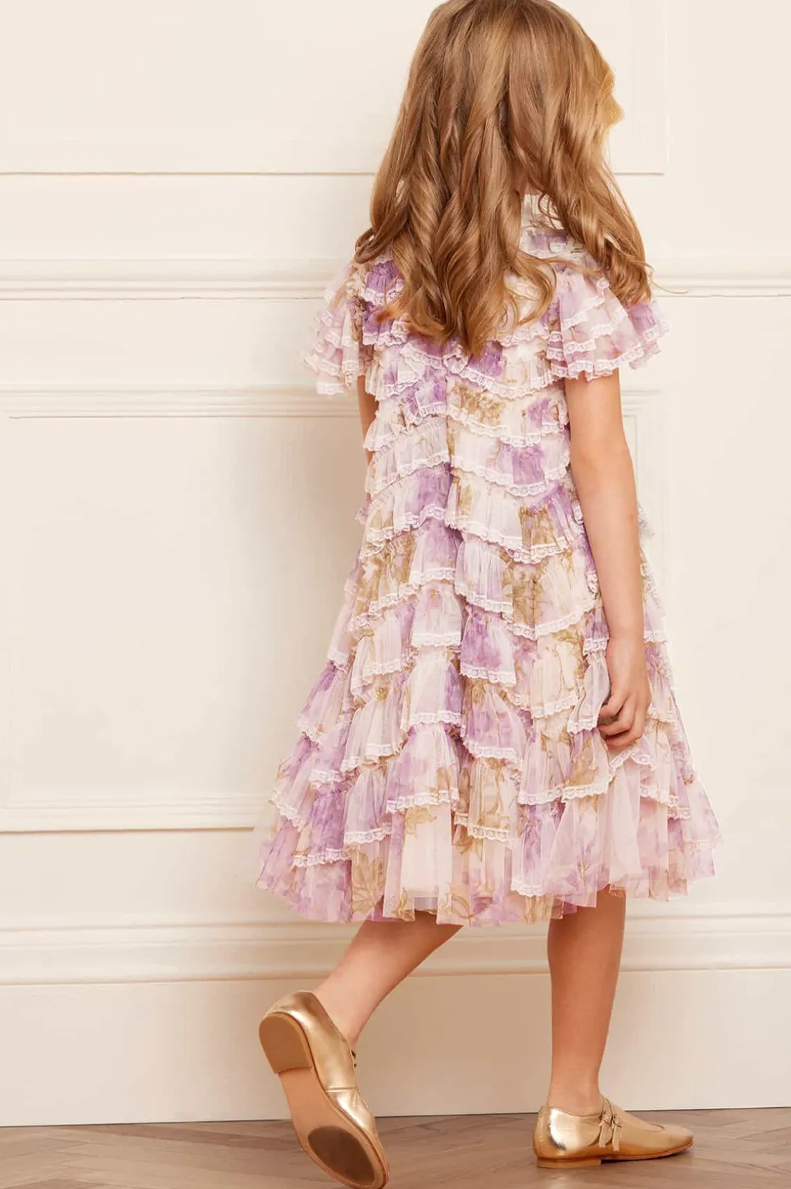 Kids Printed Dresses | Kids Responsibly Sourced^Needle & Thread Wisteria Ruffle Lace Kids Dress Multi