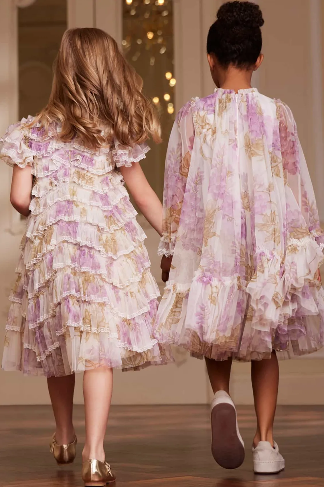 Kids Printed Dresses | Kids Responsibly Sourced^Needle & Thread Wisteria Ruffle Lace Kids Dress Multi